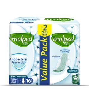 مولبد حماية ضد البكتريا طويل جدا 16 فوطة + 16 عرض